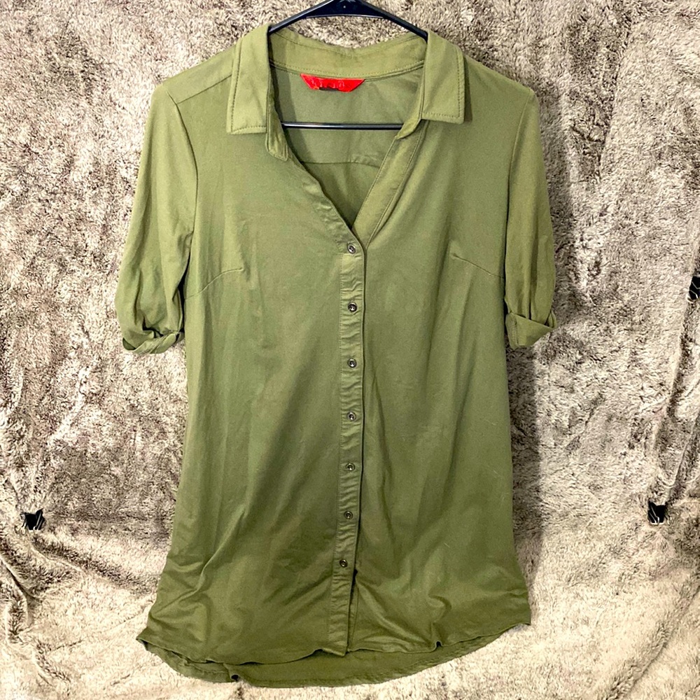 Olive Green Dress With 3/4 Sleeve Size Large - Super Soft!